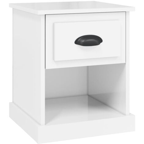 Table de chevet blanc brillant 39x39x47,5 Bois d’ingénierie (1/5)
