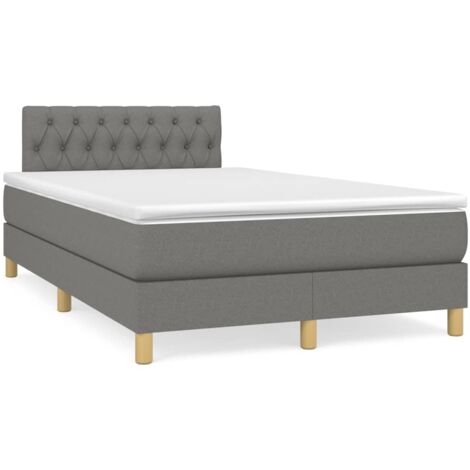 Sommier à lattes de lit matelas LED gris foncé 120x190 tissu (1/5)