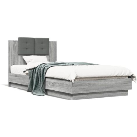 Cadre de lit avec tête de lit sonoma gris 90x200 (1/5)
