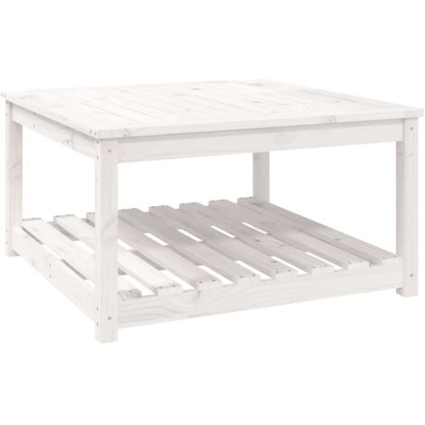 Table de jardin blanc 82,5x82,5x45 bois massif de pin (1/5)