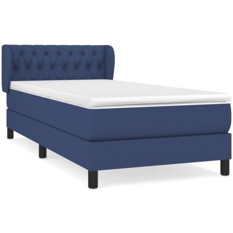 Sommier à lattes de lit avec matelas Bleu 90x190 Tissu (1/5)