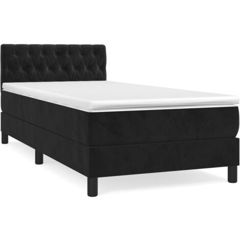 Sommier à lattes de lit avec matelas Noir 100x200 Velours (1/5)