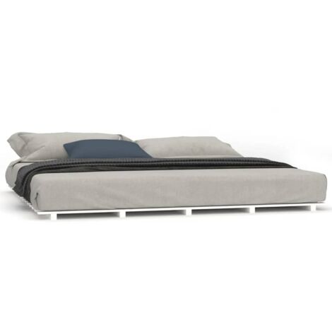 Cadre de lit blanc 200x200 bois de pin massif (1/5)