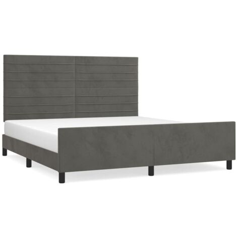 Cadre de lit avec tête de lit Gris foncé 180x200 Velours (1/5)