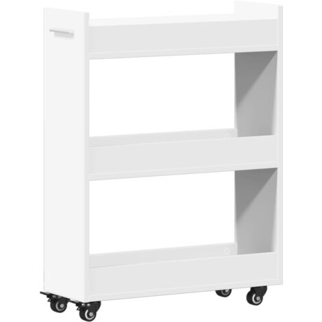 Armoire avec roues blanc 60x22x79 bois d'ingénierie (1/5)