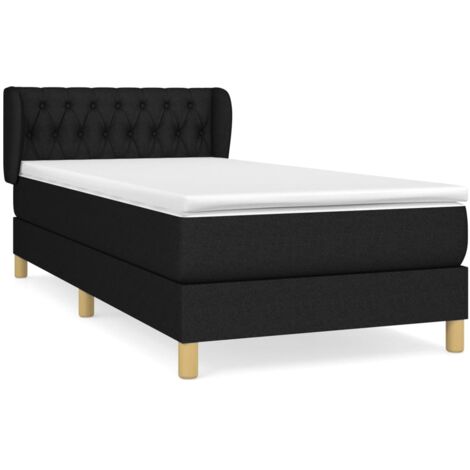 Sommier à lattes de lit avec matelas Noir 90x190 Tissu (1/5)