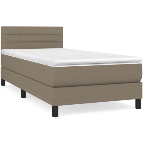 Sommier à lattes de lit avec matelas Taupe 90x190 Tissu (1/5)