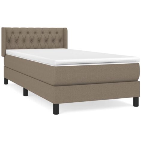 Sommier à lattes de lit avec matelas Taupe 90x190 Tissu (1/5)