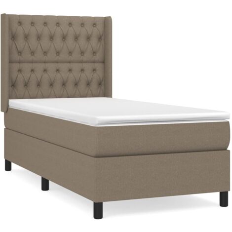 Sommier à lattes de lit avec matelas Taupe 90x200 Tissu (1/5)