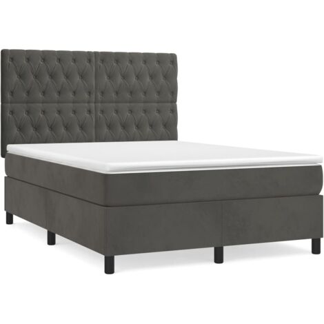 Sommier à lattes de lit et matelas Gris foncé 140x190 Velours (1/5)