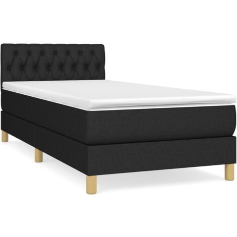 Sommier à lattes de lit avec matelas Noir 90x190 Tissu (1/5)