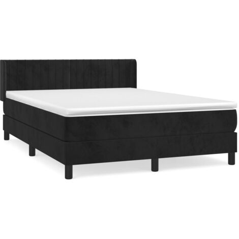 Sommier à lattes de lit avec matelas Noir 140x190 Velours (1/5)