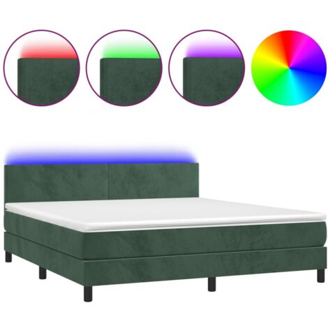 Sommier à lattes de lit avec matelas LED Vert foncé 160x200 (1/5)