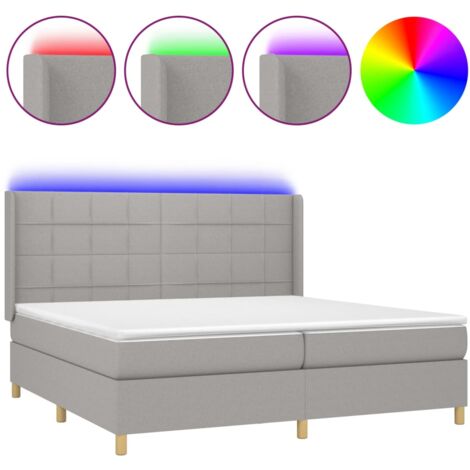 Sommier à lattes de lit matelas LED Gris clair 200x200 Tissu (1/5)