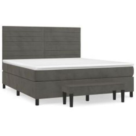 Sommier à lattes de lit et matelas Gris foncé 160x200 Velours (1/5)