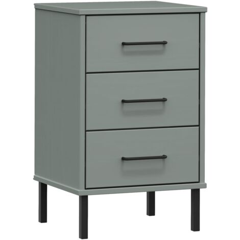 Table de chevet avec pieds en métal Gris Bois pin massif OSLO (1/5)