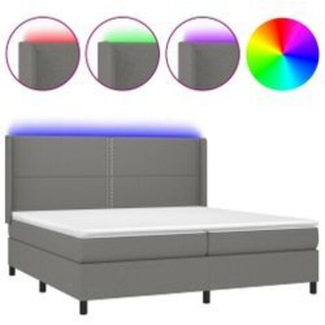 Sommier à lattes de lit matelas LED Gris foncé 200x200 Tissu (1/5)