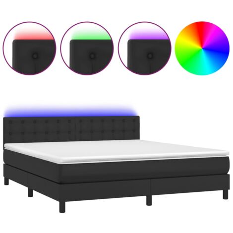 Sommier à lattes de lit avec matelas et LED Noir 160x200 (1/5)
