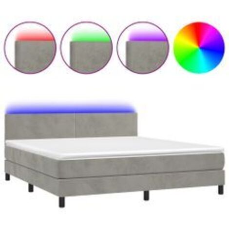 Sommier à lattes de lit avec matelas LED Gris clair 160x200 (1/5)