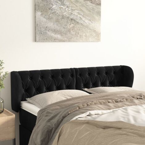 Tête de lit avec oreilles Noir 147x23x78-88 Velours (1/5)