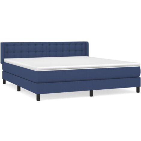 Sommier à lattes de lit avec matelas Bleu 160x200 Tissu (1/5)
