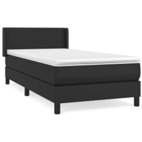 Sommier à lattes de lit avec matelas Noir 90x200 Similicuir (1/5)