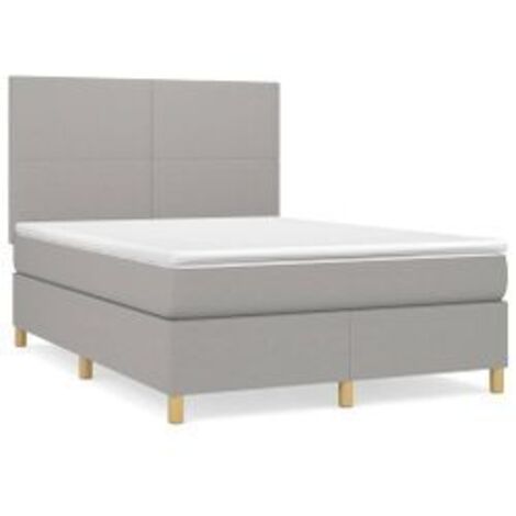 Sommier à lattes de lit avec matelas Gris clair 140x190 Tissu (1/5)