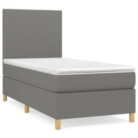 Sommier à lattes de lit avec matelas Gris foncé 100x200 Tissu (1/5)