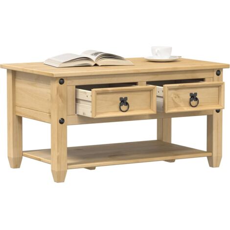 Table basse avec tiroirs Corona 85x50x45 bois de pin massif (1/5)