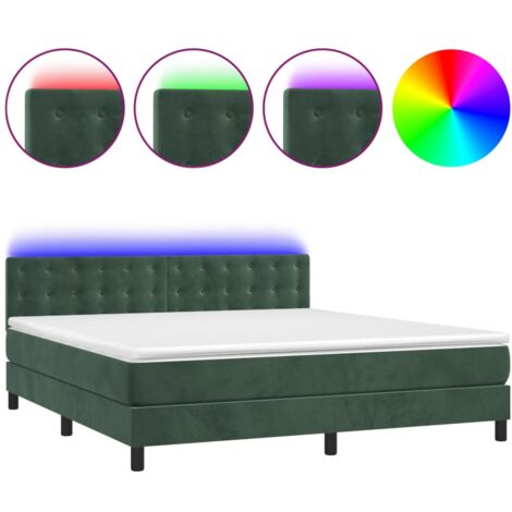 Sommier à lattes de lit matelas et LED Vert foncé 160x200 (1/5)