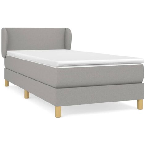 Sommier à lattes de lit et matelas Gris clair 90x190 Tissu (1/5)