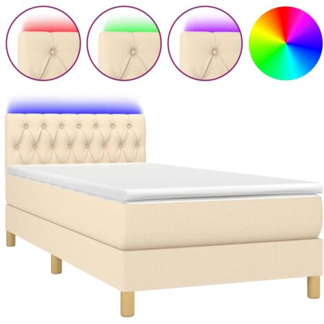 Sommier à lattes de lit avec matelas LED Crème 90x200 Tissu (1/5)