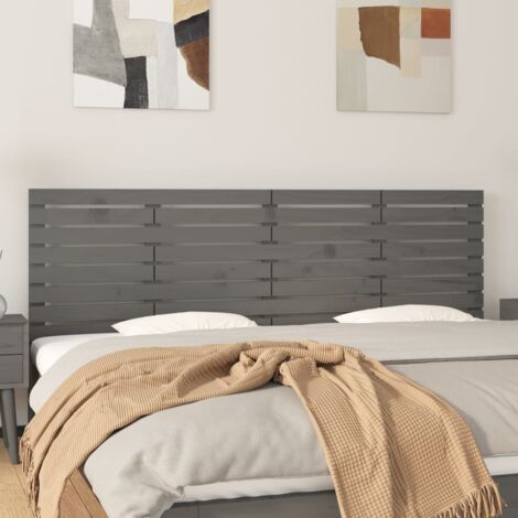 Tête de lit murale Gris 206x3x63 Bois massif de pin (1/5)