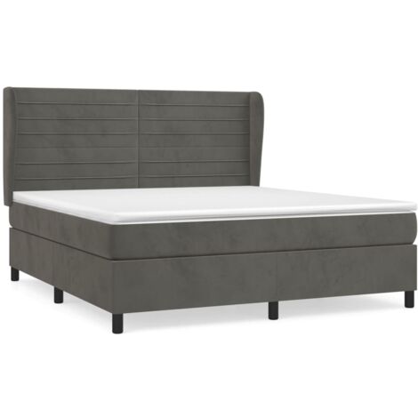 Sommier à lattes de lit et matelas Gris foncé 180x200 Velours (1/5)