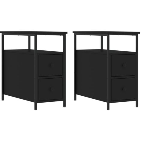Tables de chevet 2 pcs noir 30x60x60 bois d’ingénierie (1/5)