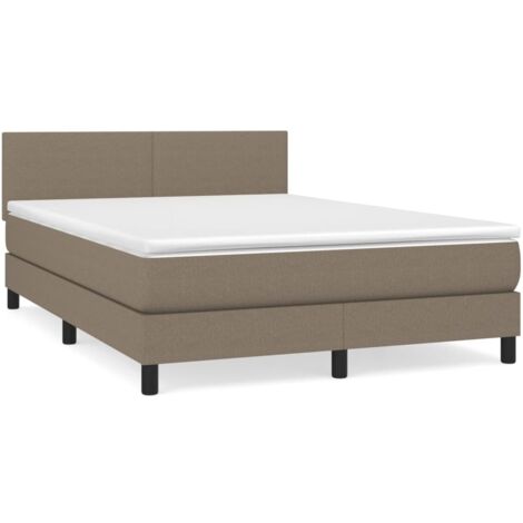 Sommier à lattes de lit avec matelas Taupe 140x190 Tissu (1/5)