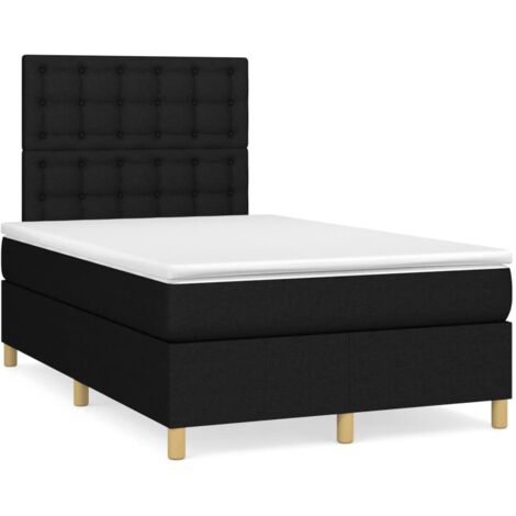 Sommier à lattes de lit matelas et LED noir 120x190 tissu (1/5)