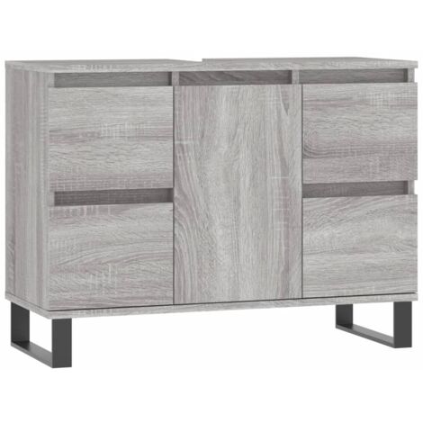 Armoire salle de bain sonoma gris 80x33x60 bois d'ingénierie
