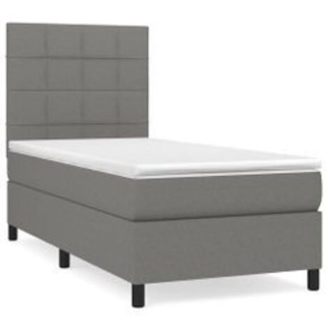 Sommier à lattes de lit et matelas Gris foncé 90x190 Tissu (1/5)