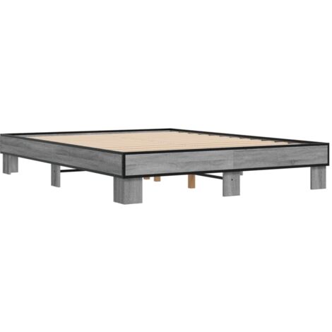 Cadre de lit sonoma gris 150x200 bois d'ingénierie et métal (1/5)