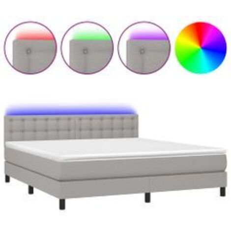 Sommier à lattes de lit matelas LED Gris clair 160x200 Tissu (1/5)