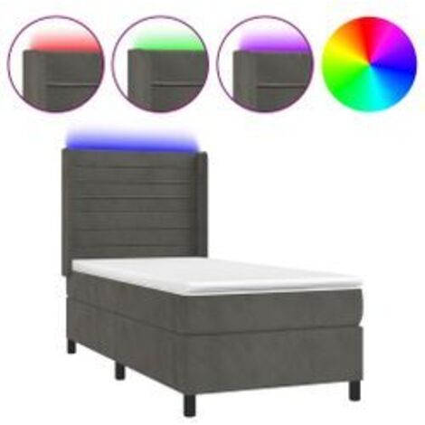 Sommier à lattes de lit et matelas et LED Gris foncé 80x200 (1/5)