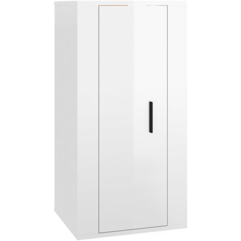 Meuble TV mural Blanc brillant 40x34,5x80 (1/5)