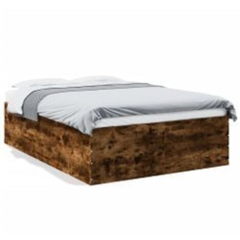Cadre de lit chêne fumé 120x190 bois d'ingénierie (1/5)