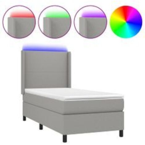 Sommier à lattes de lit matelas LED Gris clair 90x190 Tissu (1/5)