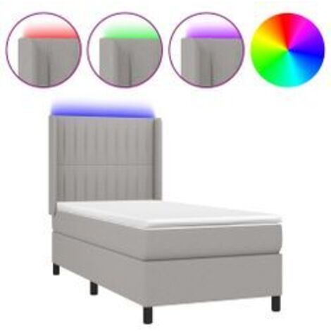 Sommier à lattes de lit matelas LED Gris clair 100x200 Tissu (1/5)