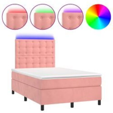 Sommier à lattes de lit matelas et LED Rose 120x200 Velours (1/5)