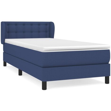 Sommier à lattes de lit avec matelas Bleu 90x200 Tissu (1/5)