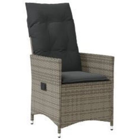 Chaise inclinable de jardin avec coussins gris résine tressée (1/5)