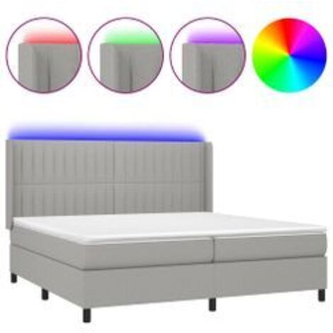 Sommier à lattes de lit matelas LED Gris clair 200x200 Tissu (1/5)